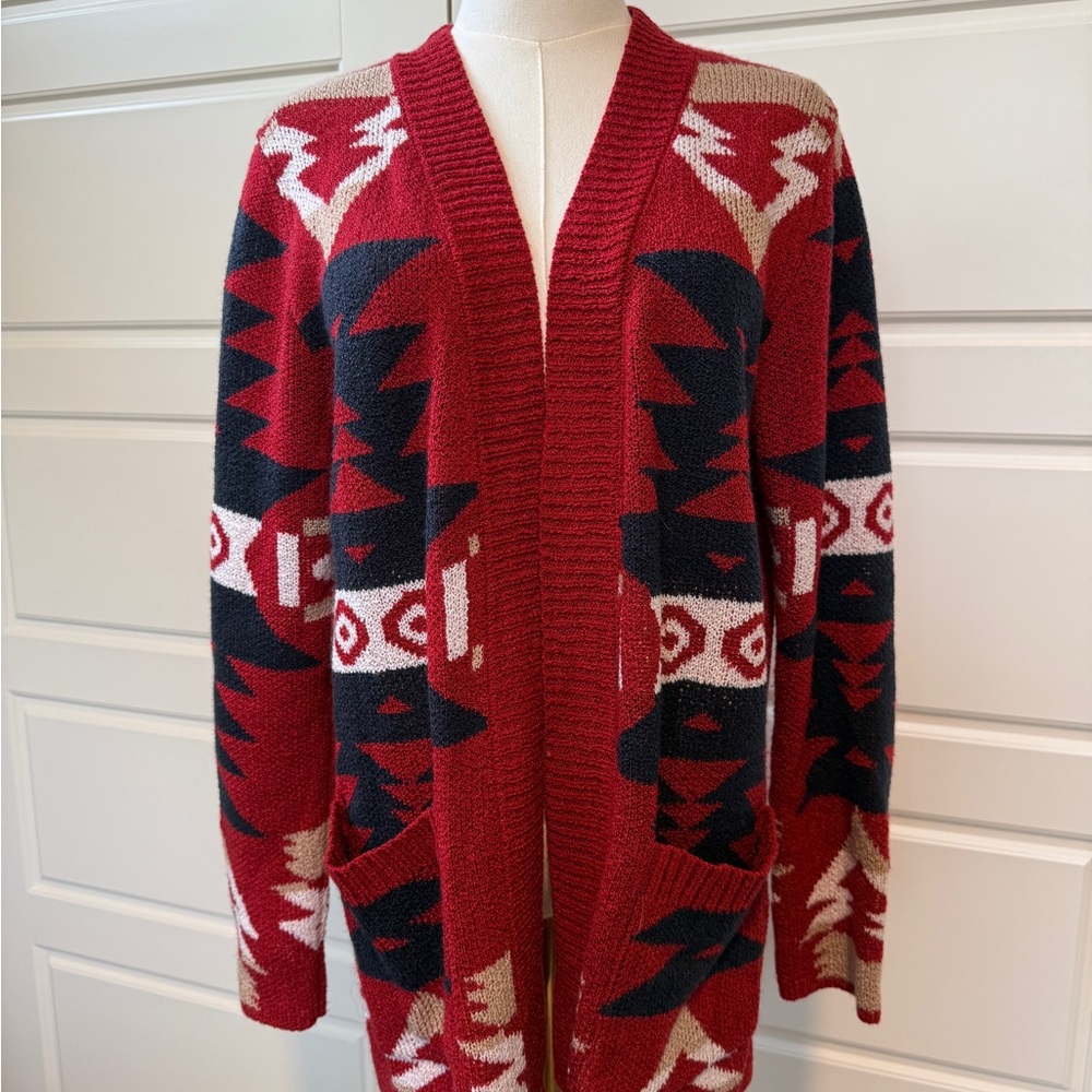 Red and Black Patterned Men's Sweater